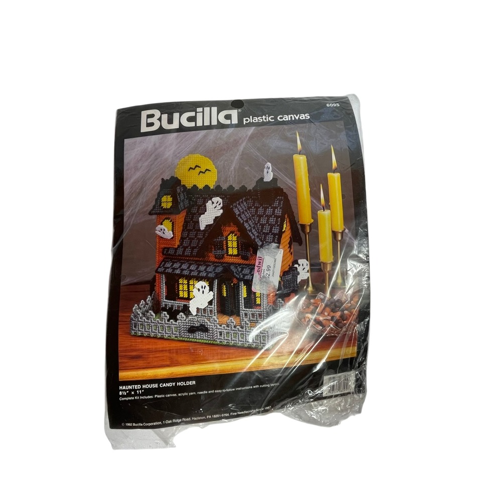 Bucilla Halloween Plastic Canvas Kit Haunted House Candy Holder
